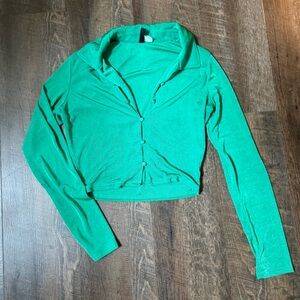 Green Button-Up Women's Top
